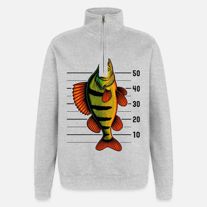 Barsch Flussbarsch Barschangeln Barsche Barsch - Quarter-Zip-Sweatshirt - Grau meliert