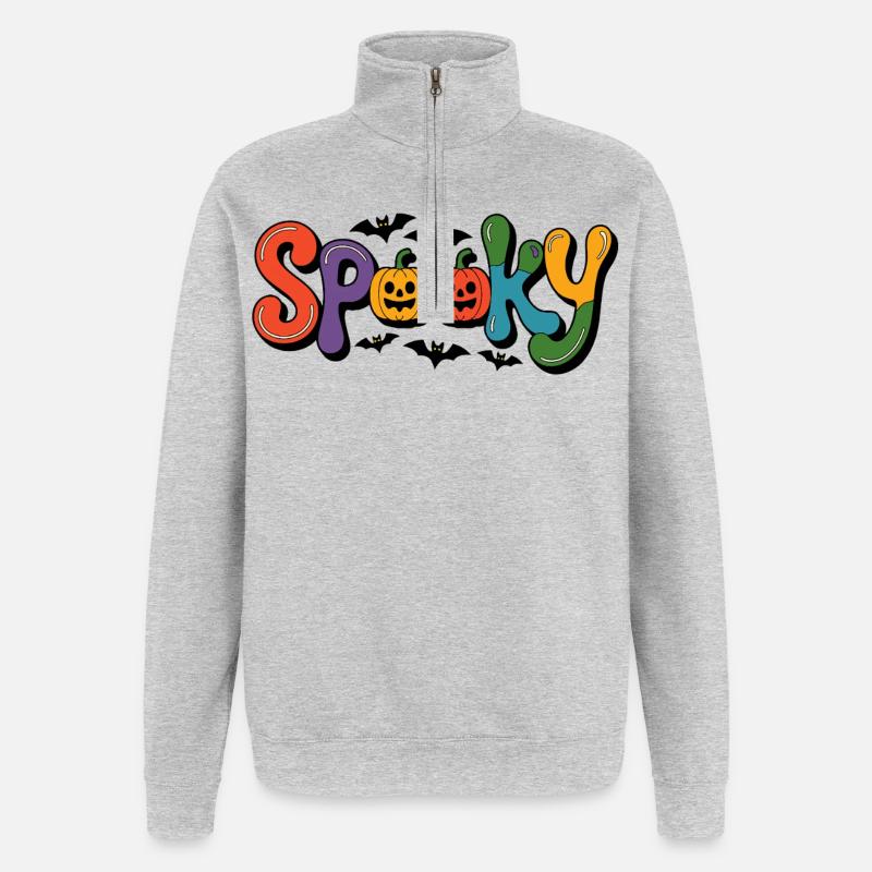 Spooky font with pumpkin faces - Quarter-Zip Sweatshirt - heather grey