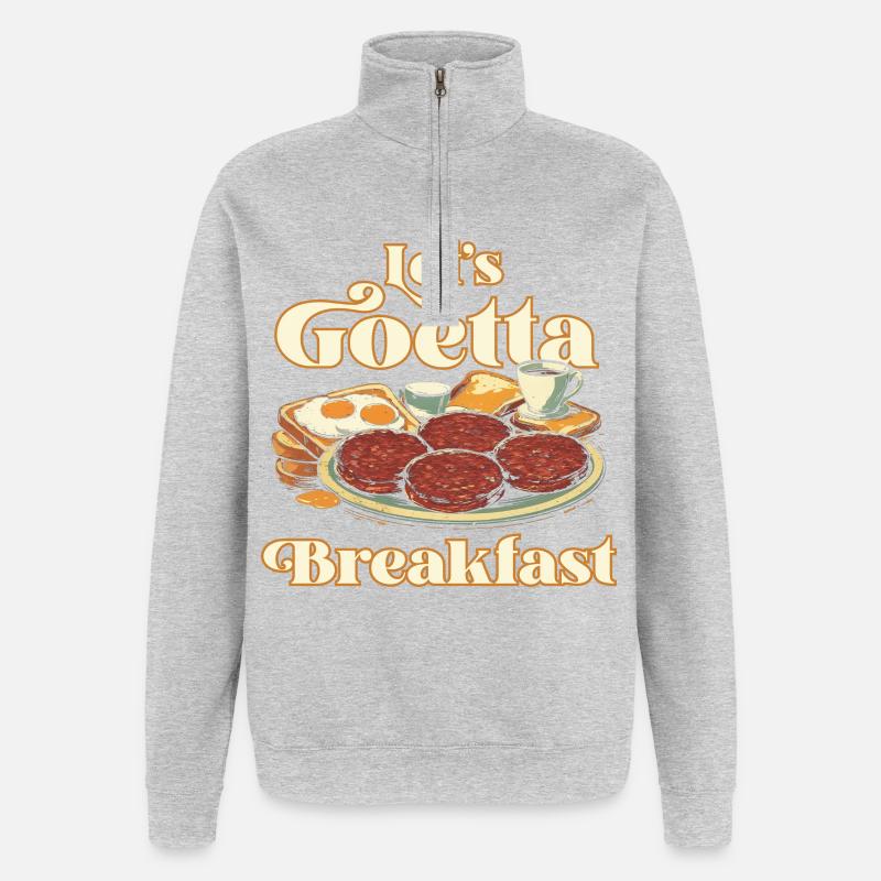 Saucisse de Goetta Let’s Goetta Breakfast - Sweat à zip 1/4 - gris chiné