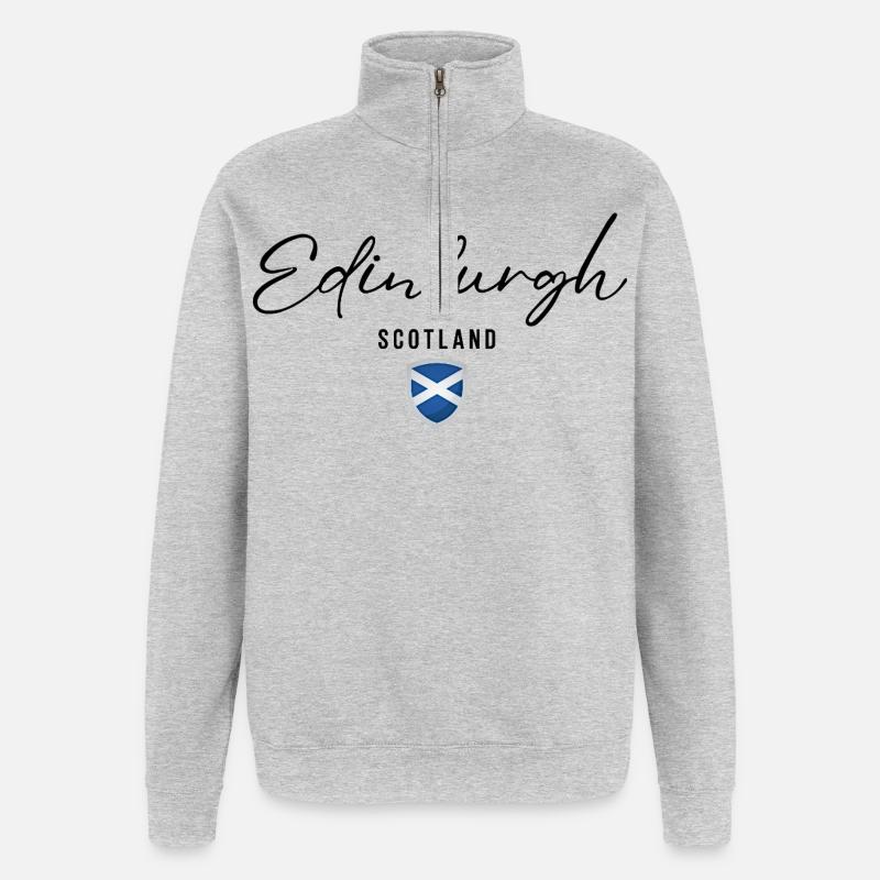 Elegantes Design Edinburgh, schottischer Stolz - Quarter-Zip-Sweatshirt - Grau meliert