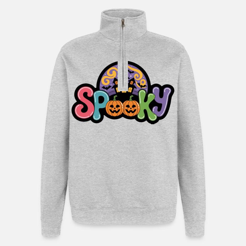 Haunted Night Halloween Pumpkin Magic - Quarter-Zip Sweatshirt - heather grey