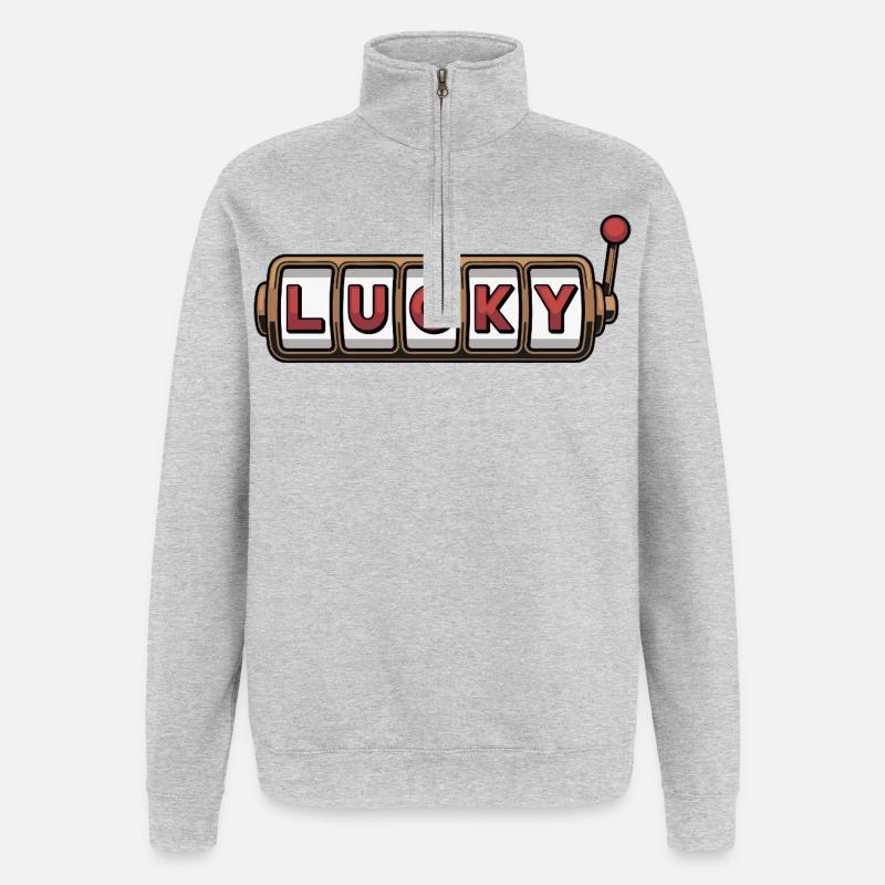 Conception de machine à sous chanceuse - Sweat à zip 1/4 - gris chiné