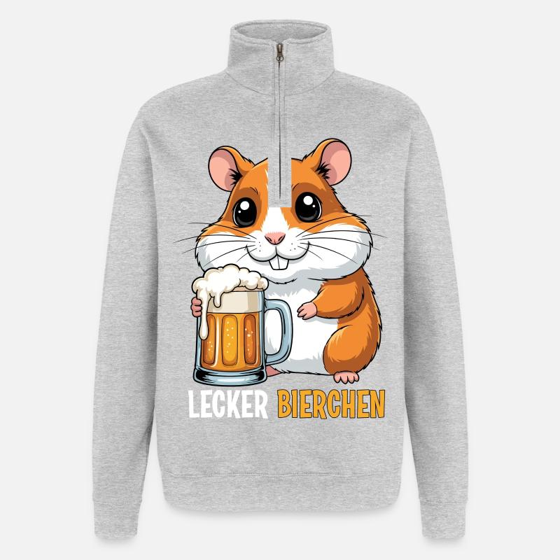 Lecker Bierchen - Quarter-Zip-Sweatshirt - Grau meliert