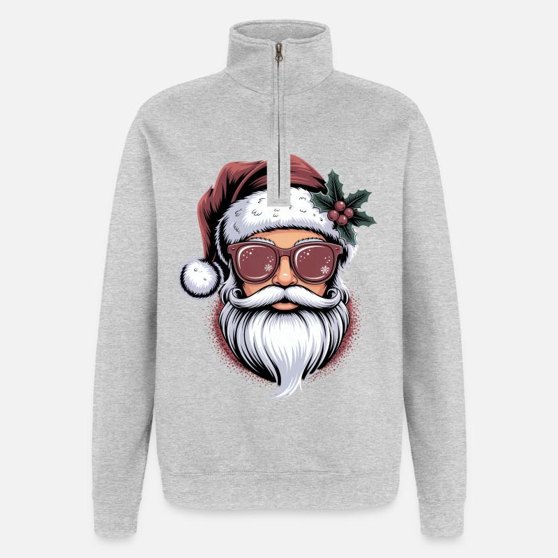 Lunettes de soleil Hipster Santa - Sweat à zip 1/4 - gris chiné