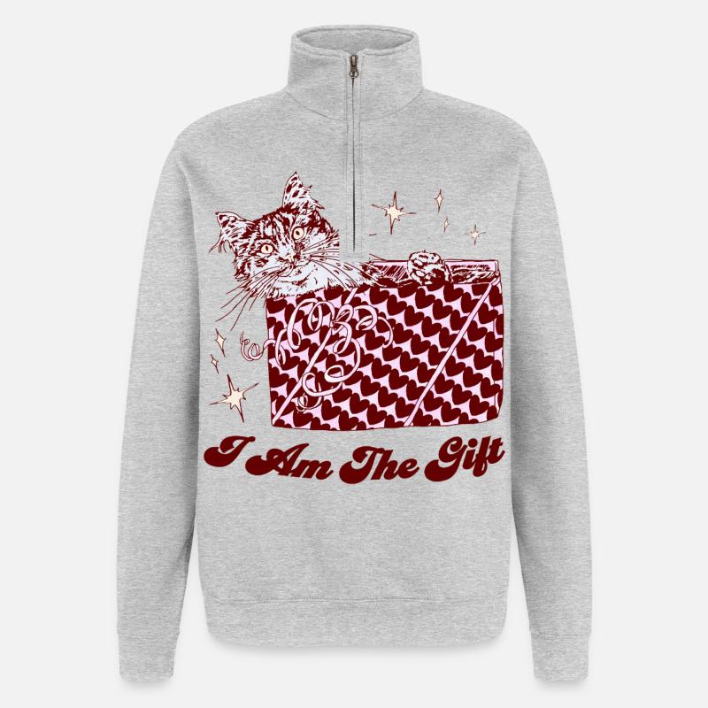 ICH BIN DAS GESCHENK - Quarter-Zip-Sweatshirt - Grau meliert