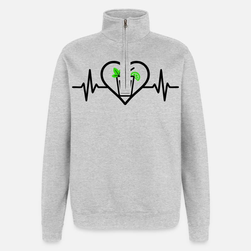 Mojito Herz Aperitif Cocktail - Quarter-Zip-Sweatshirt - Grau meliert