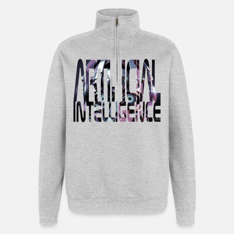 Intelligence artificielle - Sweat à zip 1/4 - gris chiné