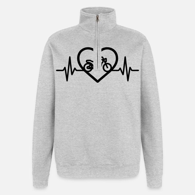 Motorrad Herz Biker Leidenschaft - Quarter-Zip-Sweatshirt - Grau meliert