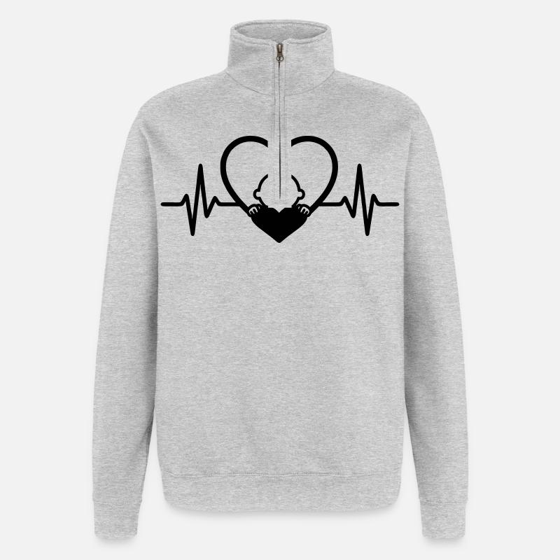 Coeur Bébé Drôle Grossesse - Sweat à zip 1/4 - gris chiné