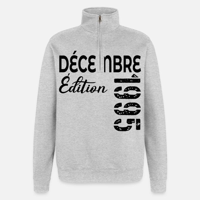 Joyeaux Anniversaire Dezember 1995 - Quarter-Zip-Sweatshirt - Grau meliert