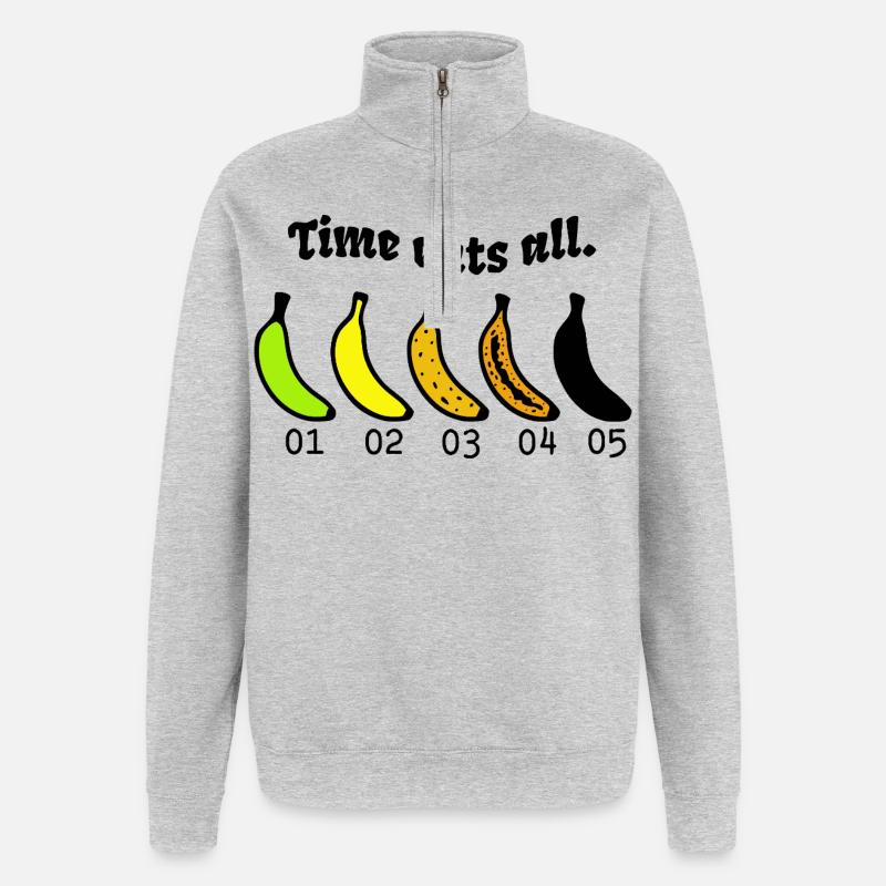 Cycle de vie de la banane - Sweat à zip 1/4 - gris chiné