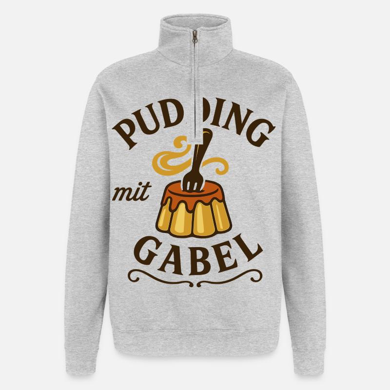 Pudding with fork - Quarter-Zip Sweatshirt - heather grey