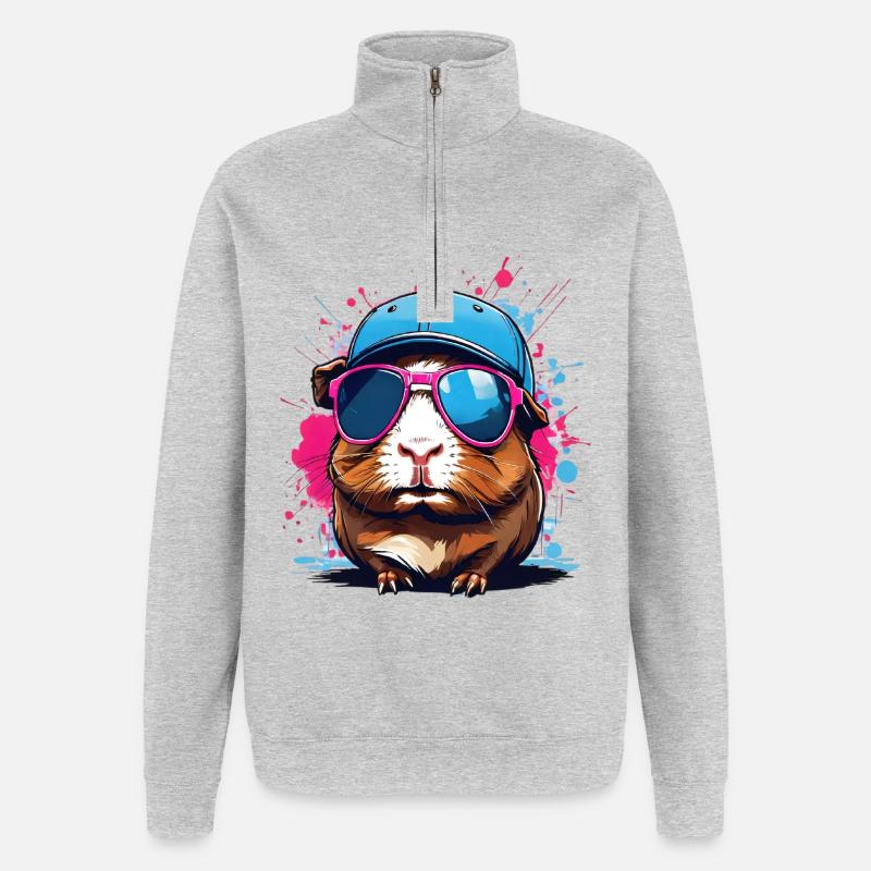 Lunettes de soleil cochon d’Inde - Sweat à zip 1/4 - gris chiné