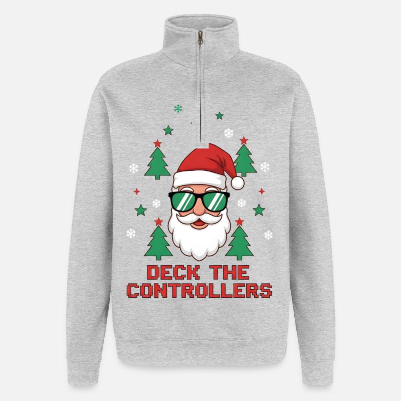 Deck the Controllers - Quarter-Zip Sweatshirt - heather grey