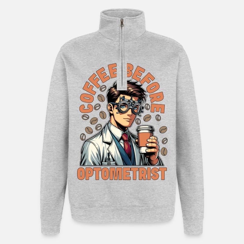 Optométriste Ophtalmologiste Ophtalmologiste Amateur de café - Sweat à zip 1/4 - gris chiné