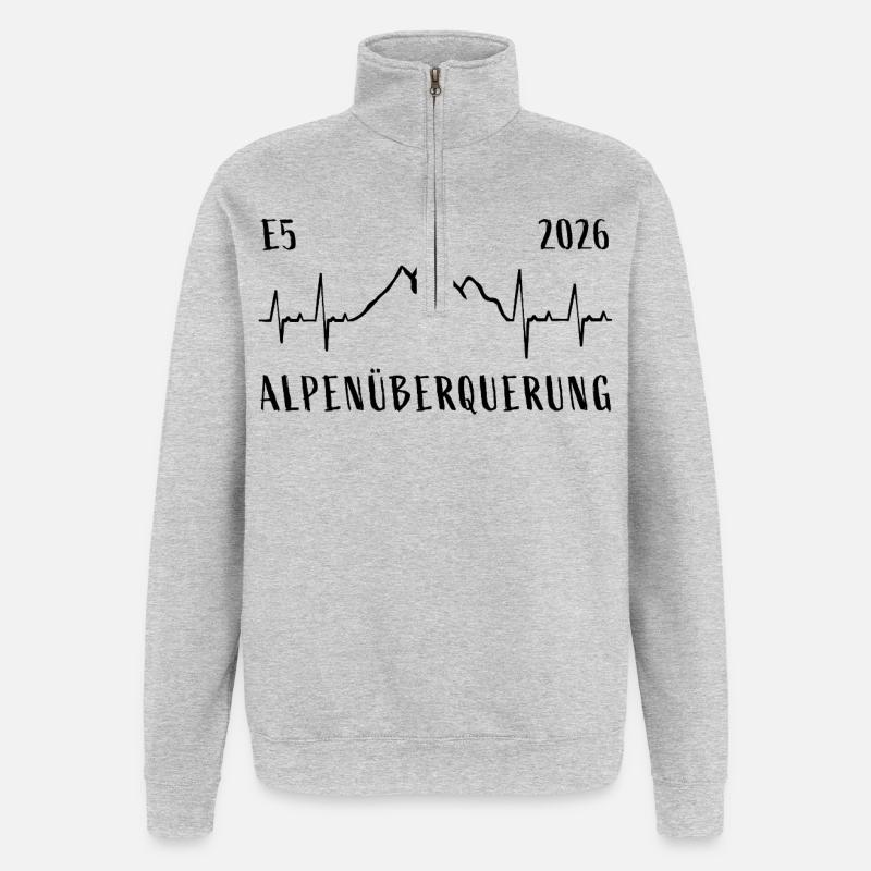 Alpenüberquerung E5 2026 - Quarter-Zip-Sweatshirt - Grau meliert