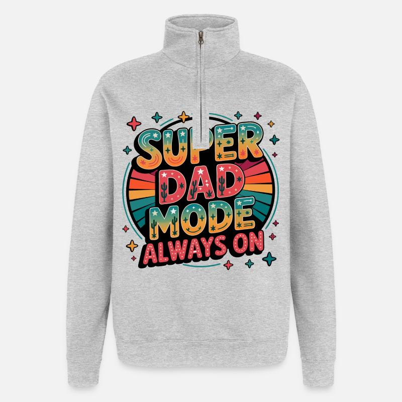Vatermodus Immer An - Quarter-Zip-Sweatshirt - Grau meliert