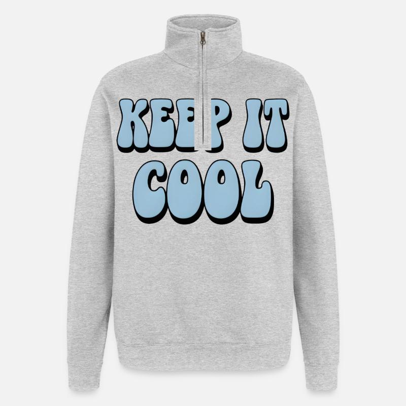 Keep It Cool Bubble Text - Quarter-Zip Sweatshirt - heather grey