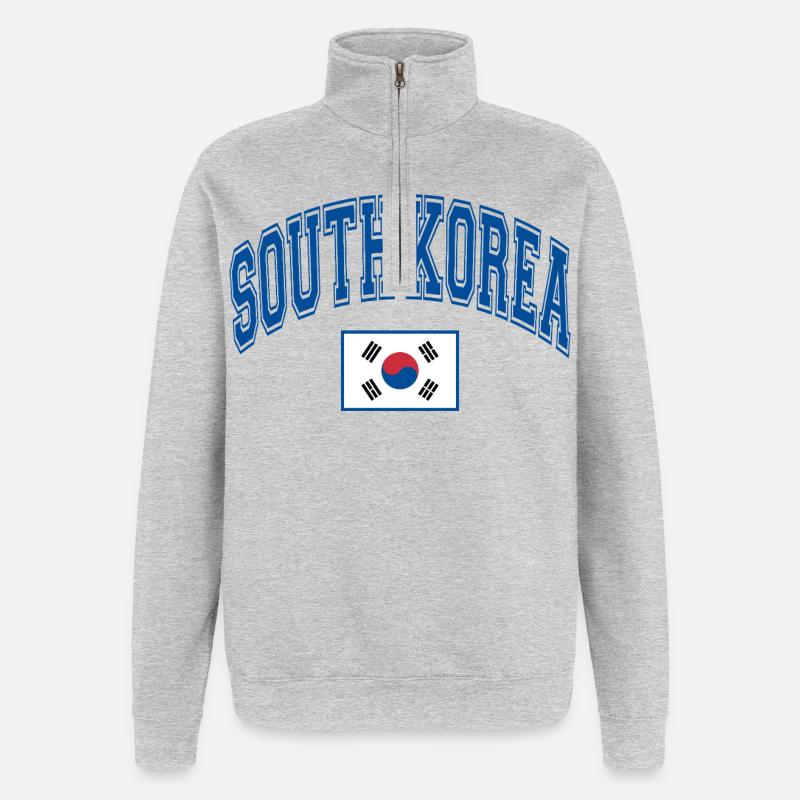 Corée du Sud - Sweat à zip 1/4 - gris chiné