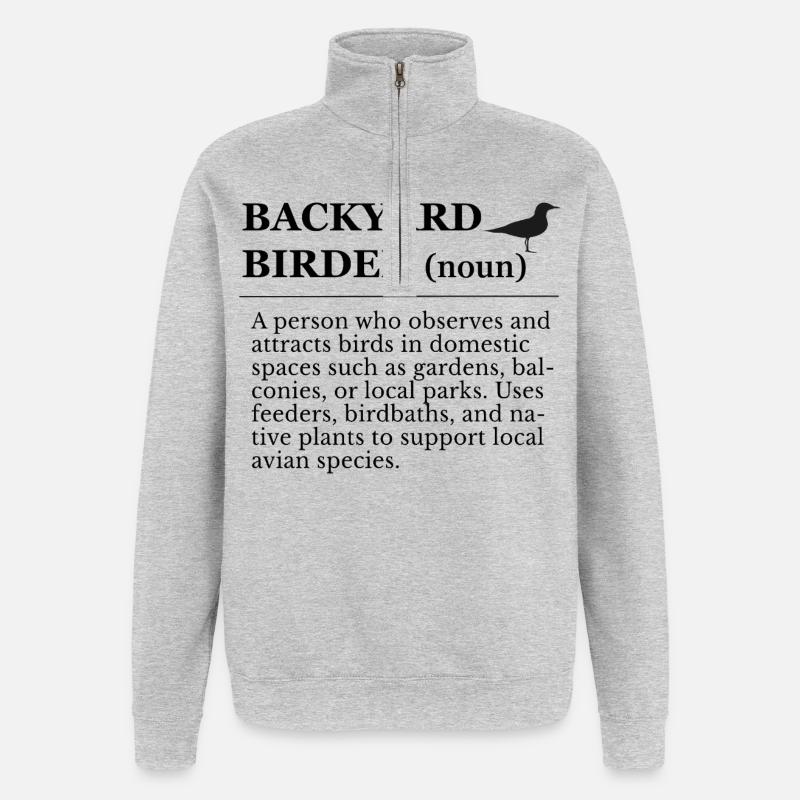 Vogelbeobachtung im Garten - Quarter-Zip-Sweatshirt - Grau meliert