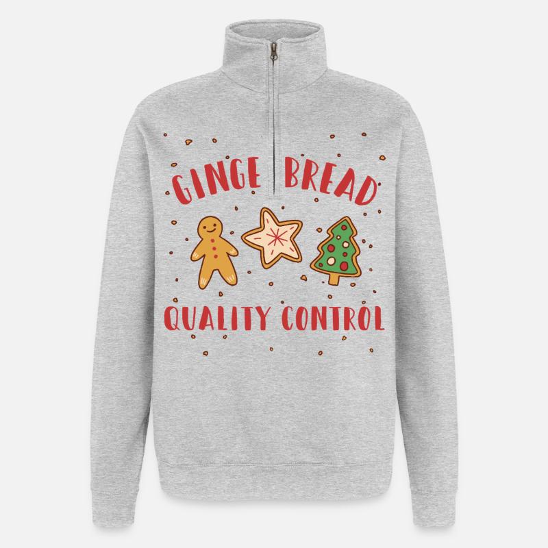 Gingerbread Quality Control - Lustige Weihnachten - Quarter-Zip-Sweatshirt - Grau meliert