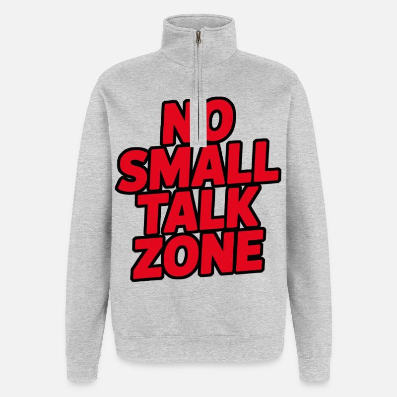 Keine Smalltalk-Zone - Quarter-Zip-Sweatshirt - Grau meliert