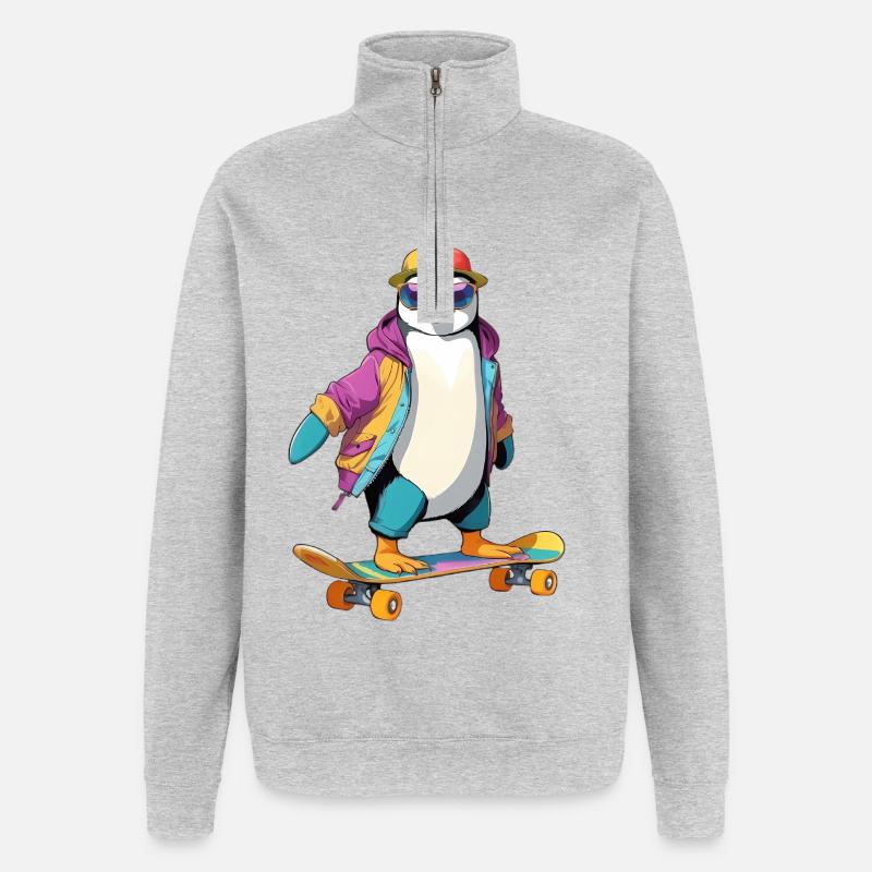 Pinguin Skateboard Neonlook - Quarter-Zip-Sweatshirt - Grau meliert