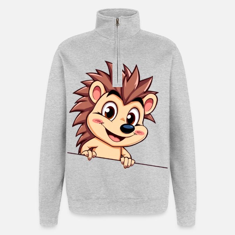 Flinker Igel am Draht - Quarter-Zip-Sweatshirt - Grau meliert