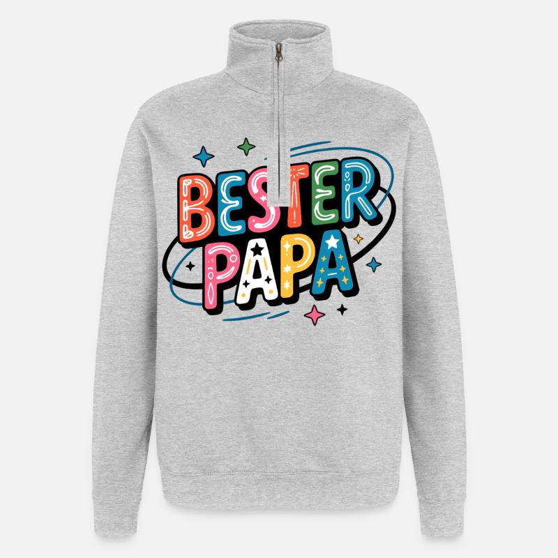 Bester Papa – Bunt und Verspielt - Quarter-Zip-Sweatshirt - Grau meliert