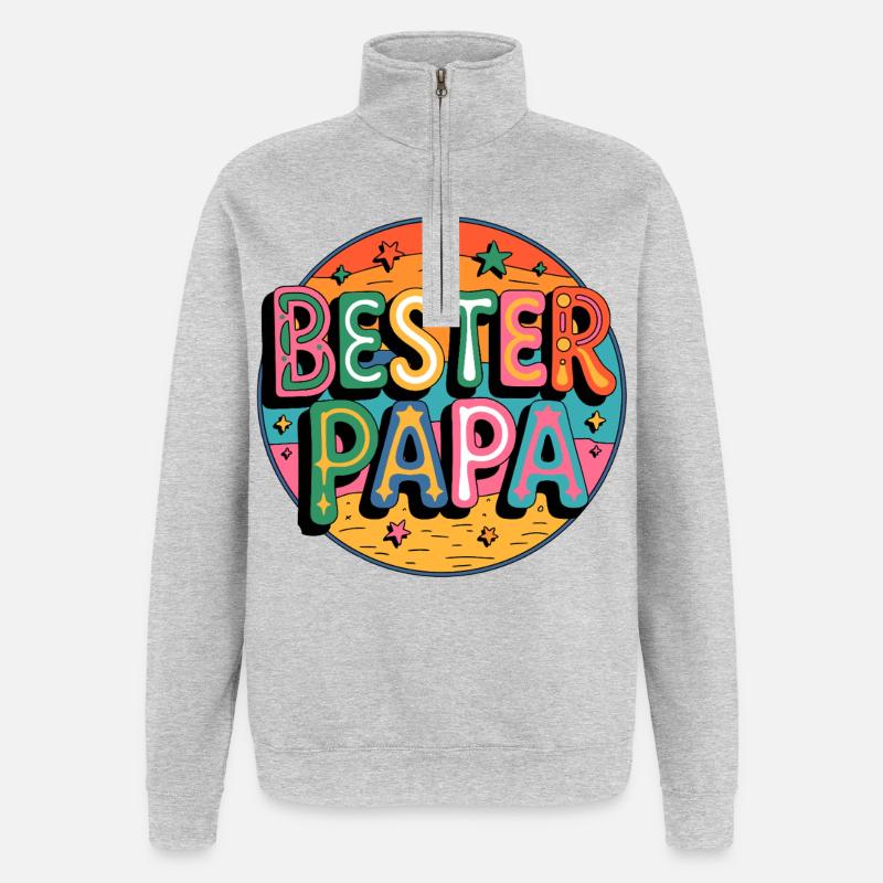 Bester Papa Farbexplosion - Quarter-Zip-Sweatshirt - Grau meliert
