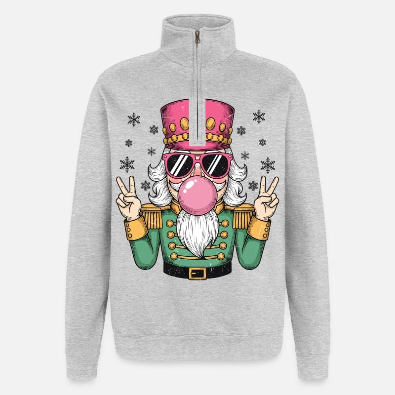 Nutcracker blows chewing gum - Quarter-Zip Sweatshirt - heather grey