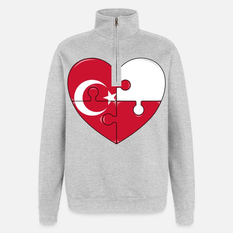 Puzzleherz Flaggenfusion - Quarter-Zip-Sweatshirt - Grau meliert