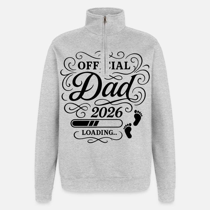 Dad 2026 Papa Loading Vaterschaft - Quarter-Zip-Sweatshirt - Grau meliert