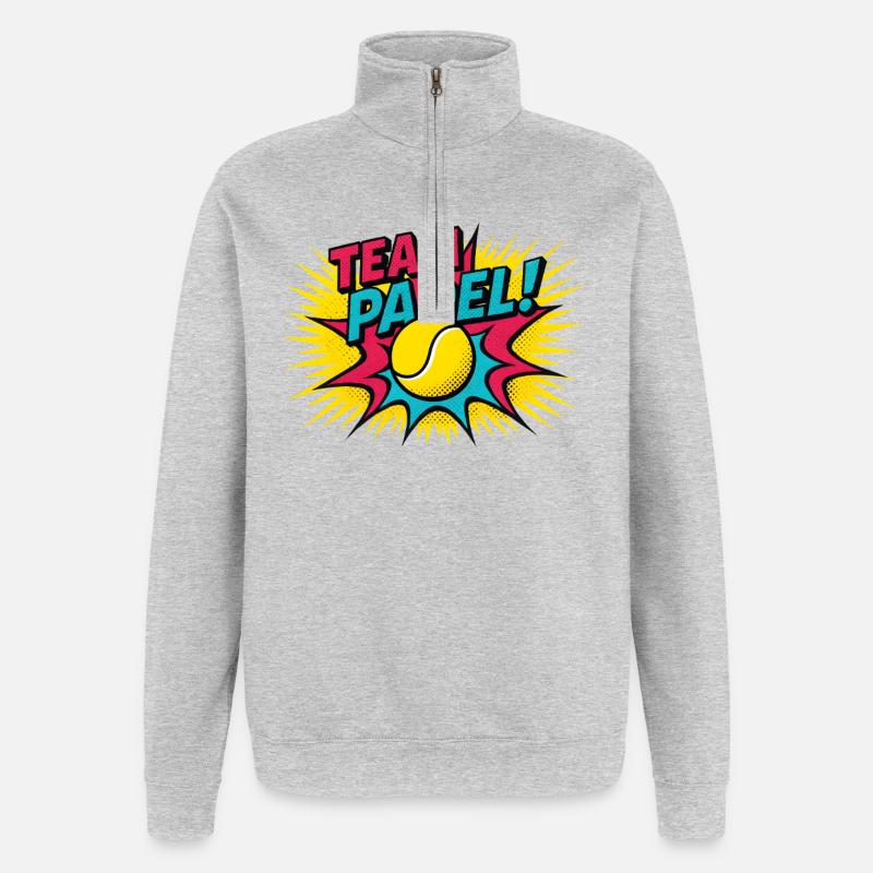 Équipe Padel Pop Art Explosion - Sweat à zip 1/4 - gris chiné