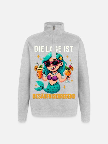 The location is drunken, mermaid - Quarter-Zip Sweatshirt - heather grey