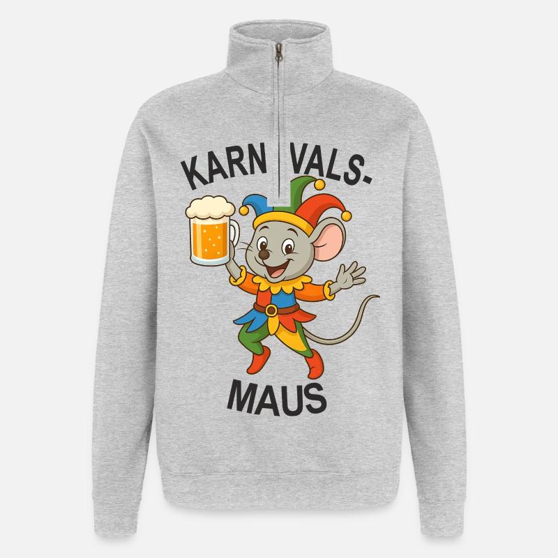 Déguisement de souris de carnaval - Sweat à zip 1/4 - gris chiné