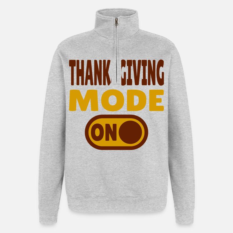 Mode Thanksgiving activé - Sweat à zip 1/4 - gris chiné