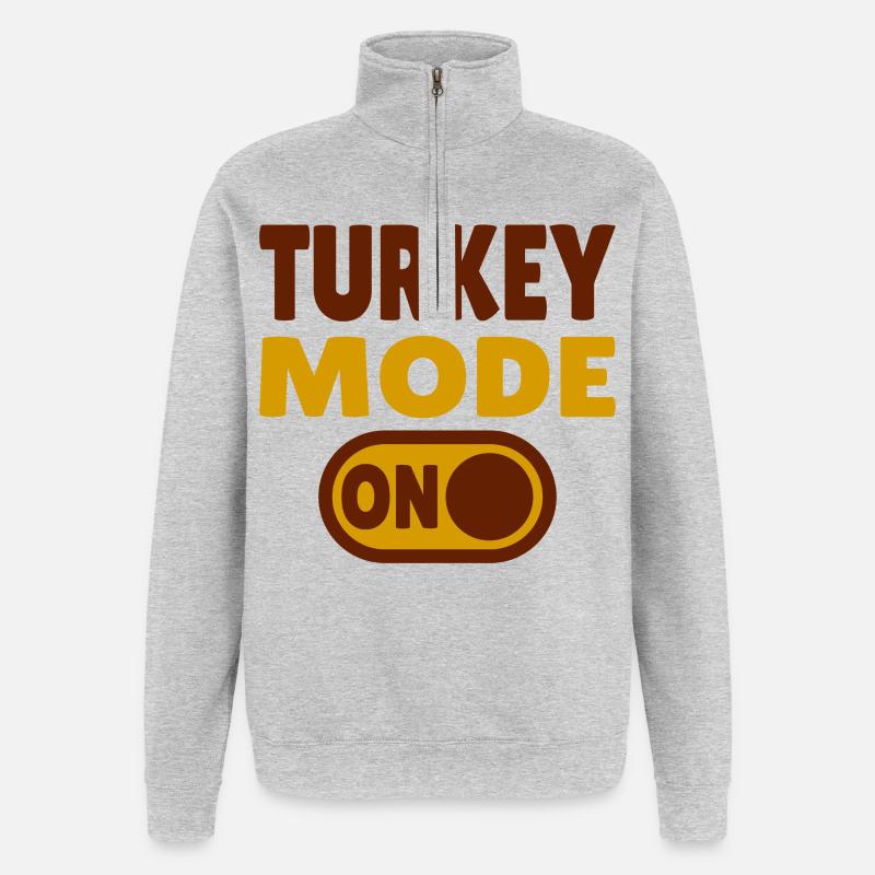 Mode dinde activé - Sweat à zip 1/4 - gris chiné