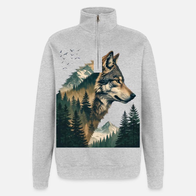 Waldwolf Double Exposition - Sweat à zip 1/4 - gris chiné