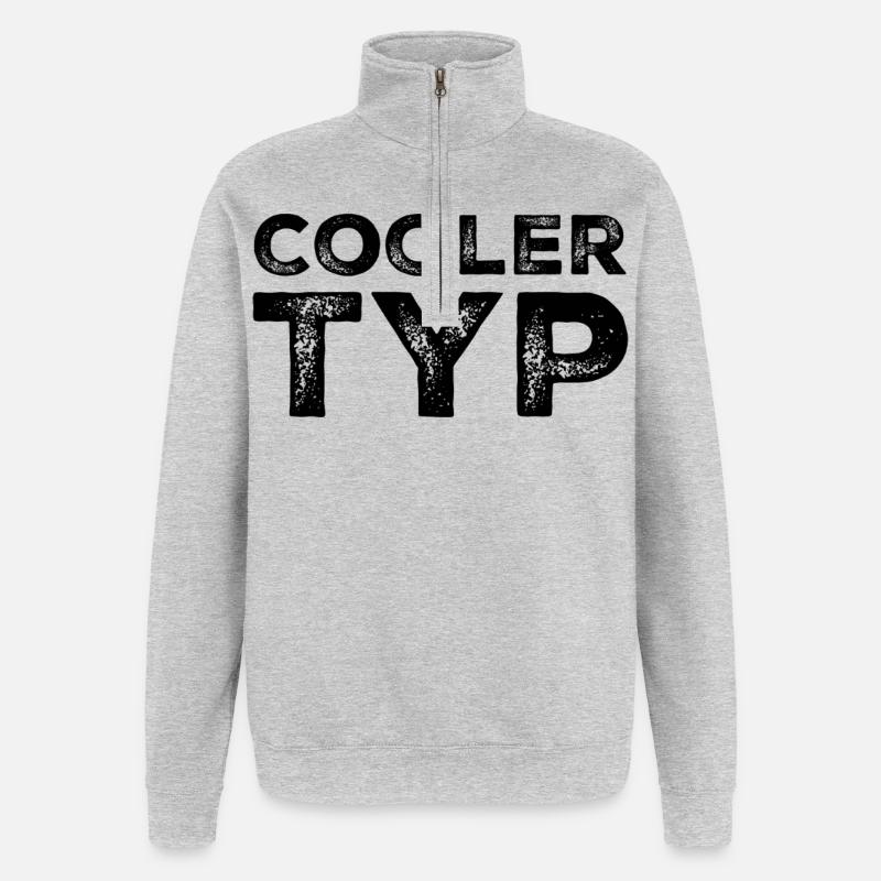 Cooler Typ Lustiger Spruch - Quarter-Zip-Sweatshirt - Grau meliert