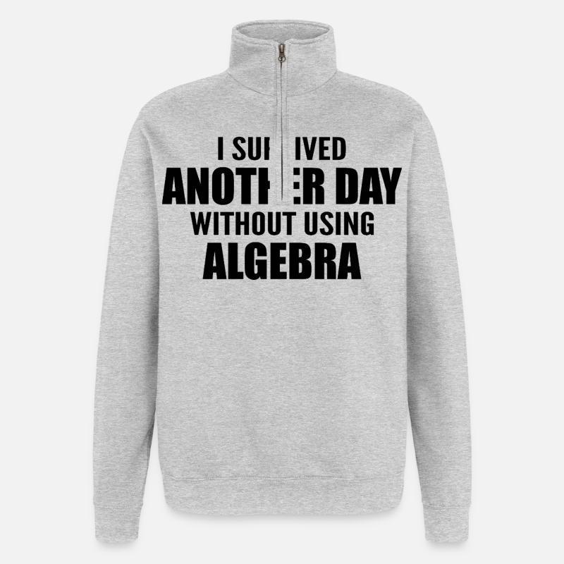 I survived without doing algebra today - Quarter-Zip Sweatshirt - heather grey