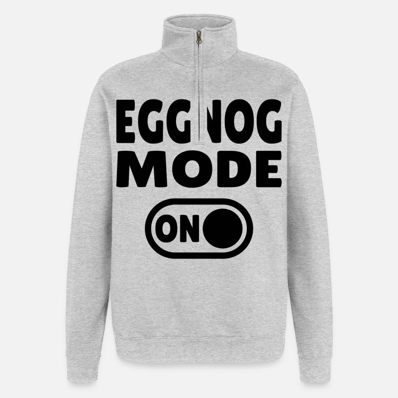 Eggnog Mode ON - lustiger Weihnachtsspruch - Quarter-Zip-Sweatshirt - Grau meliert