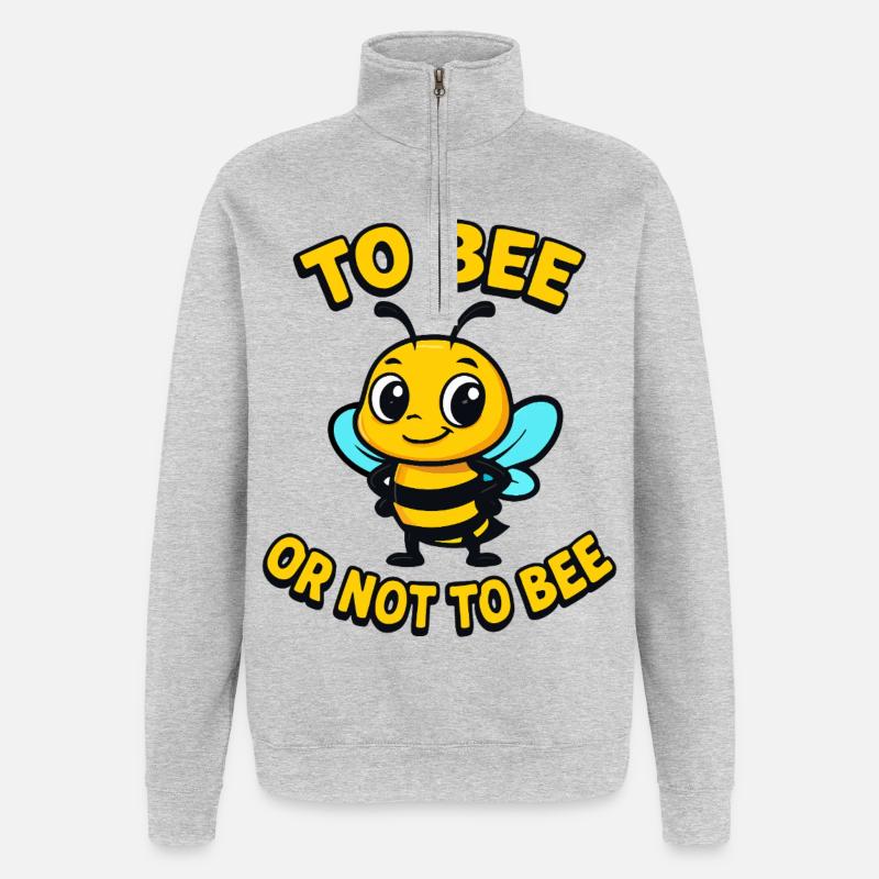Biene oder nicht Biene - Quarter-Zip-Sweatshirt - Grau meliert