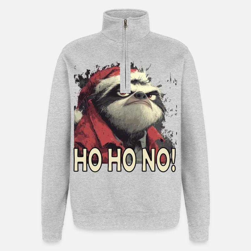 Ho Ho No Christmas Sloth - Sweat à zip 1/4 - gris chiné