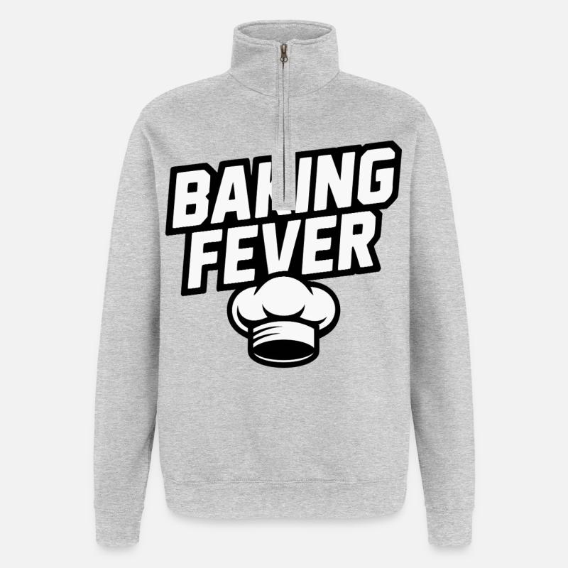 BakingFever Chef Motif - Sweat à zip 1/4 - gris chiné