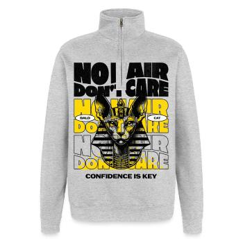 No Hair Dont Care Sphynx Cat  - Quarter-Zip Sweatshirt - heather grey - Front - AI Model Female 172 light (172cm) & AI Model Male 178 dark (178cm)