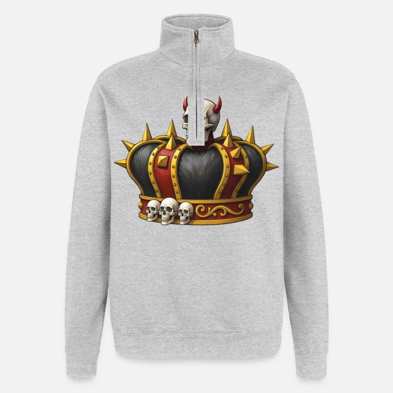 KÖNIG DES TODES – dunkle Hölle - Quarter-Zip-Sweatshirt - Grau meliert