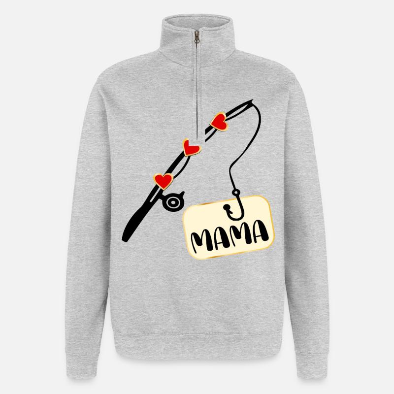 Canne à pêche Pêche Maman Maman - Sweat à zip 1/4 - gris chiné