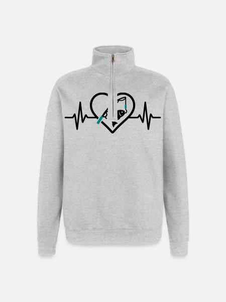Fishing Heart Fish Nature Passion - Quarter-Zip Sweatshirt - heather grey