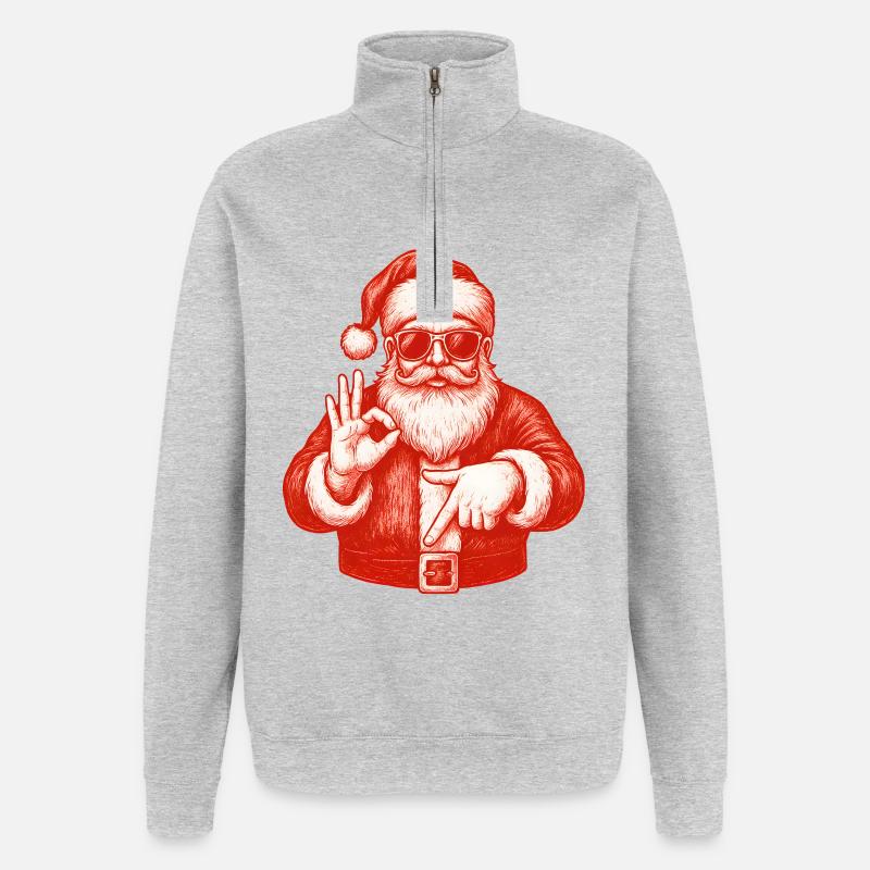 Weihnachtsmann Six Seven Meme Humor - Quarter-Zip-Sweatshirt - Grau meliert